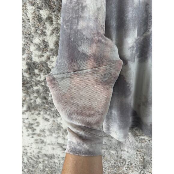 Logo Lori Goldstein Size XS Sheer Stretch Tie Dye Top Gray Button Long Sleeve - Picture 2 of 10